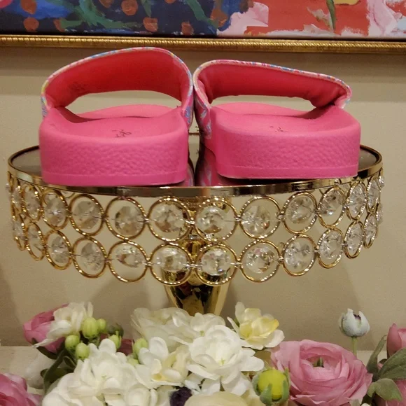 Lilly Pulitzer Pink Floral Slide Sandals - Comfortable Ladies' Summer Slides - Picture 5 of 8